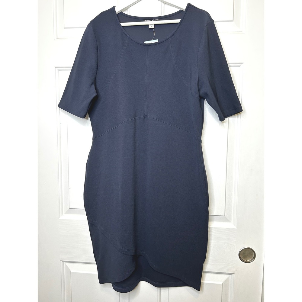 Simply Styled Sheath NWT Dress XL Navy Ribbed Tulip Hem